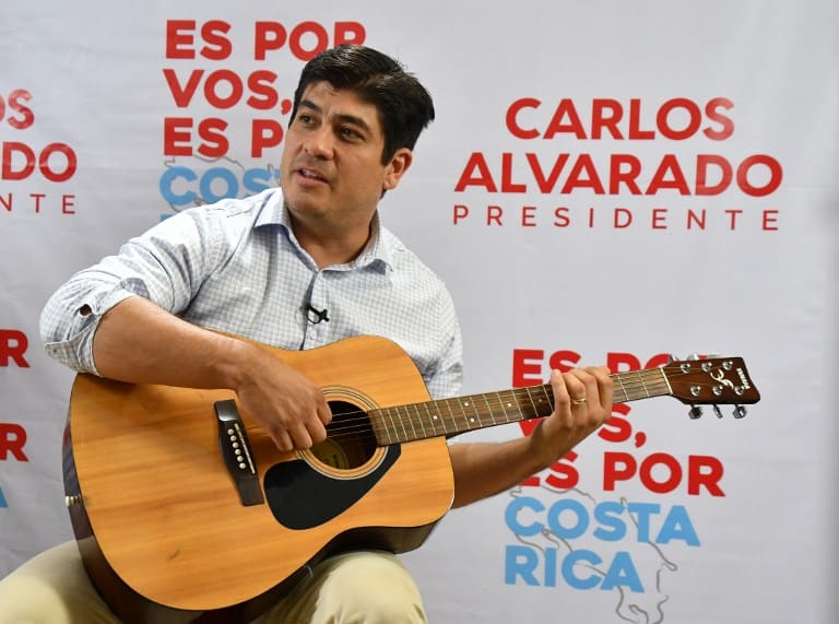 Presidential candidate Carlos Alvarado in San José, Costa Rica.