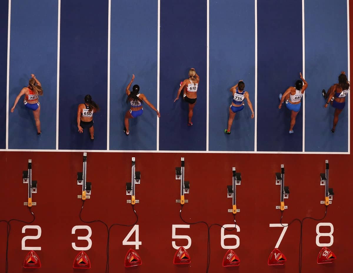 Athletes compete at the 2018 IAAF World Indoor Athletics Championships at the Arena in Birmingham, England., on March 2, 2018