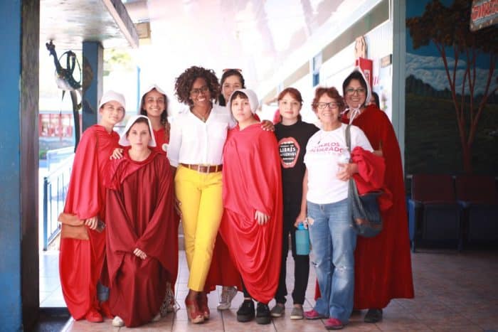 Costa Rican Vice President-elect Epsy Campbell with voters on Election Day