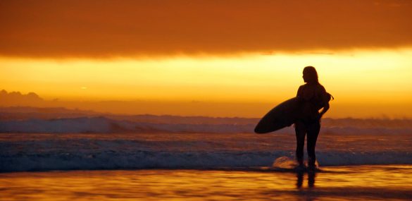 Surfing at Sunset in Costa Rica