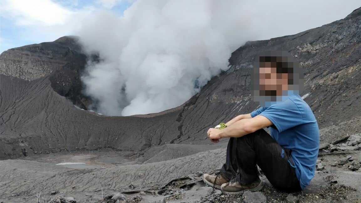 Illegal visitors to the crater of Turrialba Volcano, Costa Rica