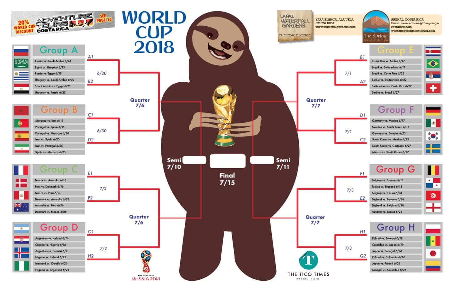 The Tico Times' World Cup brackets