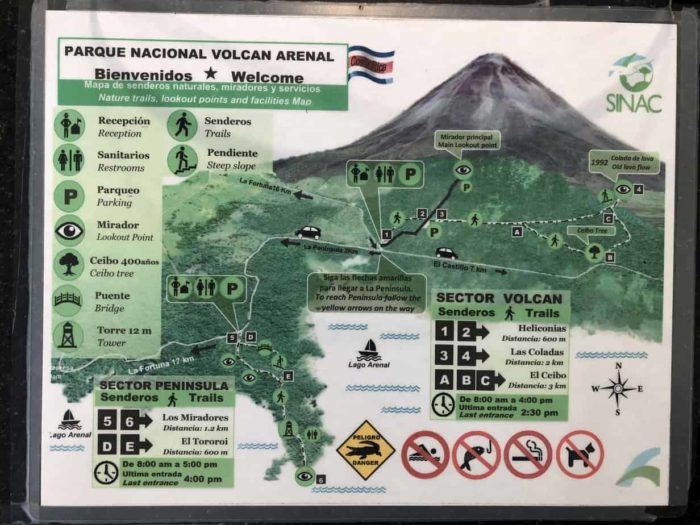 arenal volcano map