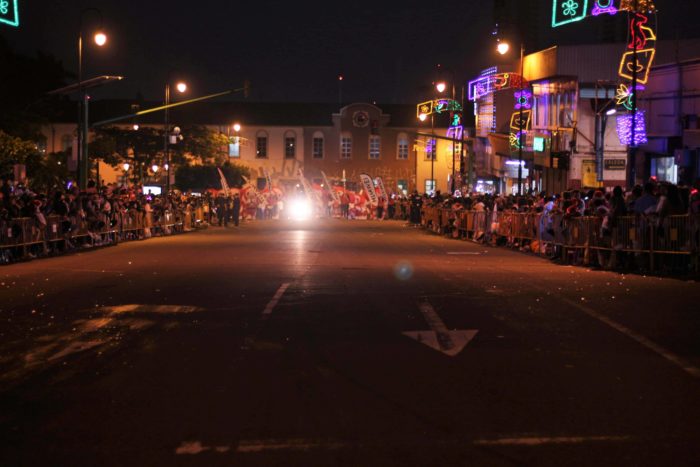 The streets are lined with onlookers as they wait for the Festival de la Luz to begin