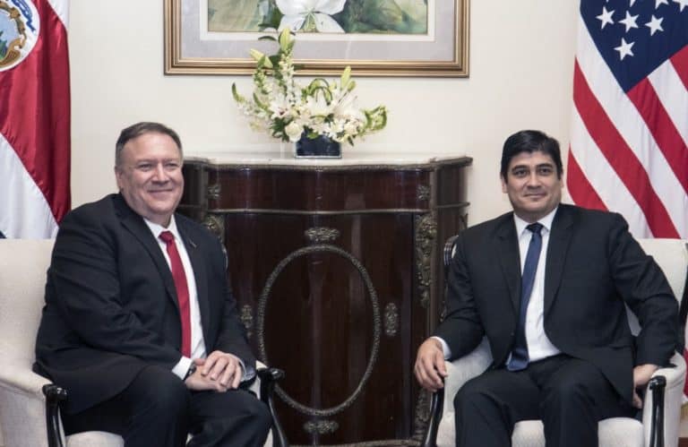Mike Pompeo and Carlos Alvarado in Costa Rica