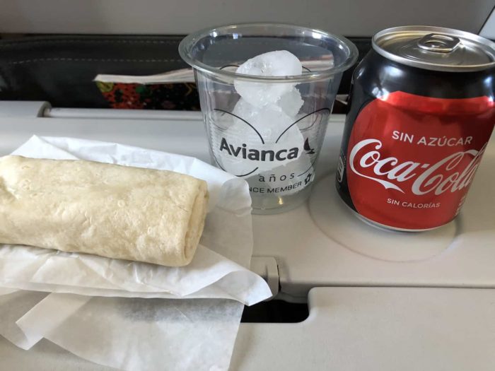 Avianca inflight meal