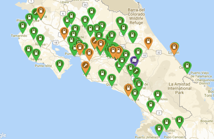 Costa Rica EV Charging Map