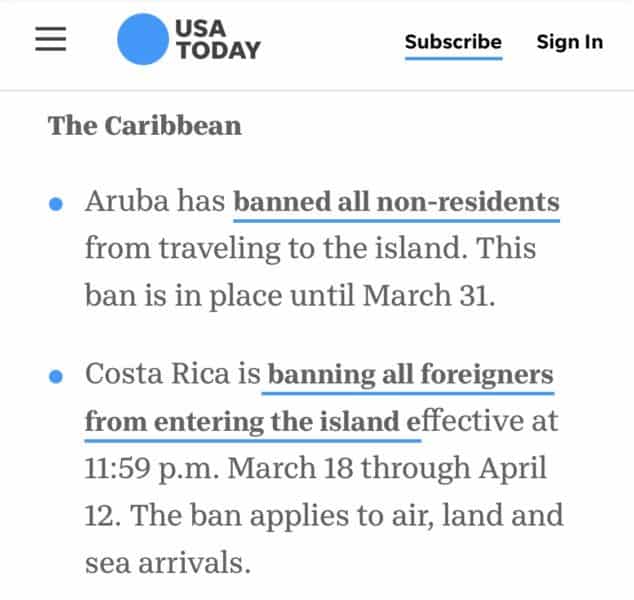 USA Today thinks Costa Rica is an island