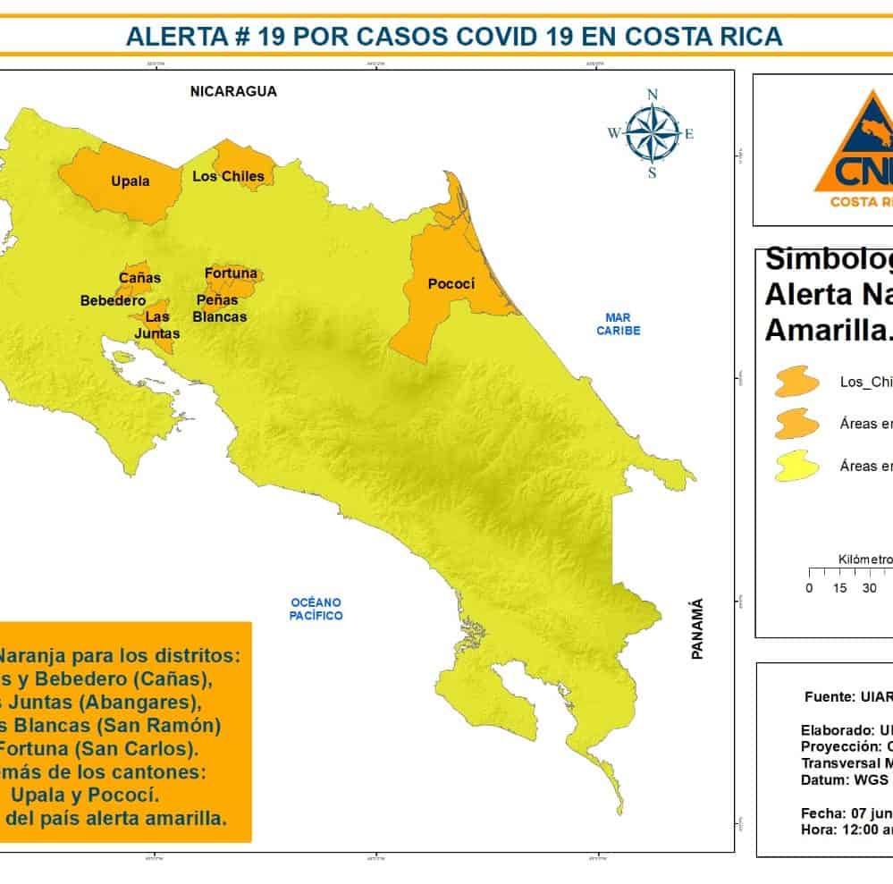 La Fortuna and two cantons under orange alert due to coronavirus spread