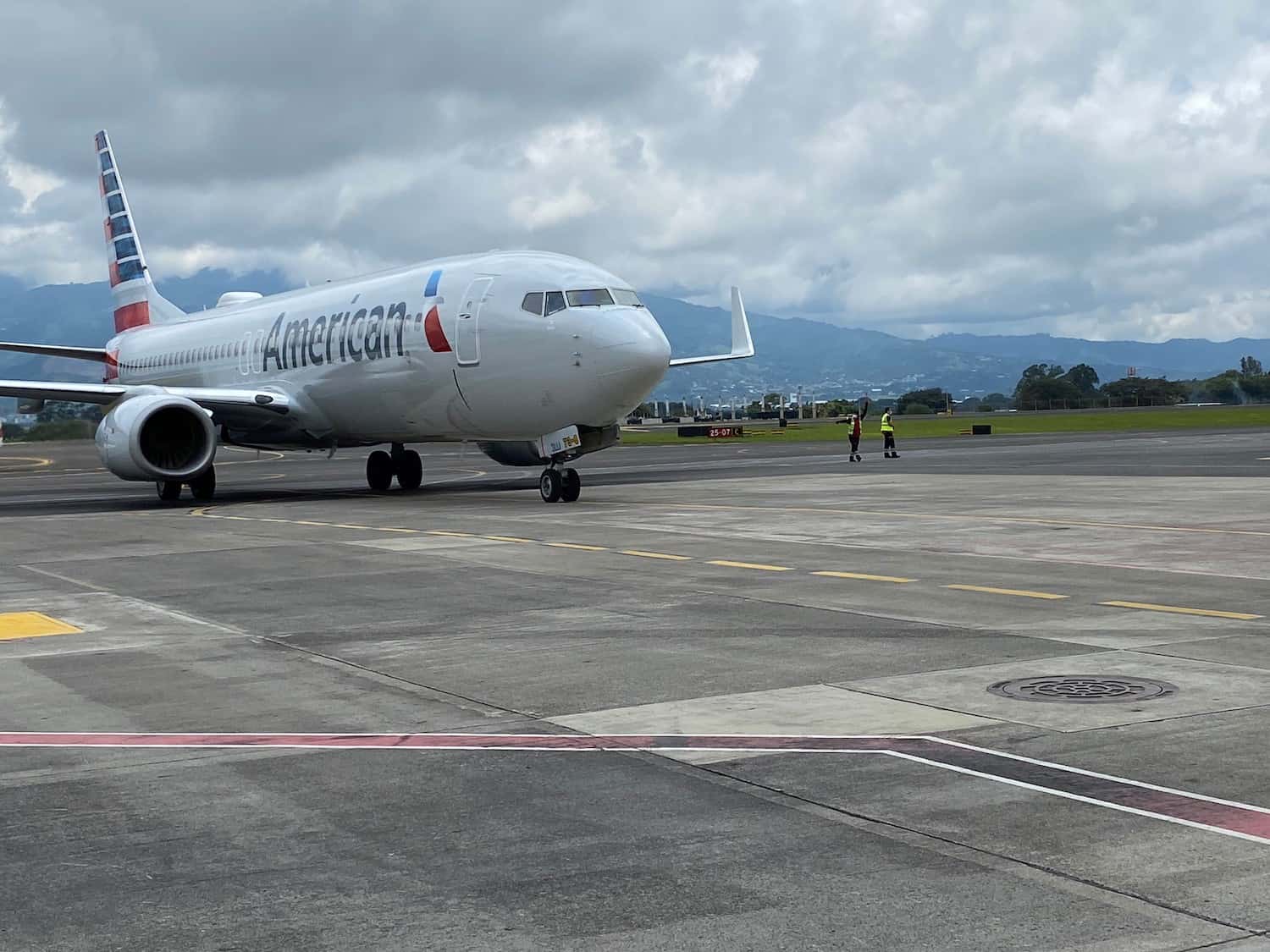 An American Airlines Boeing 737 at Juan Santamaría International Airport (SJO) near San José, Costa Rica.