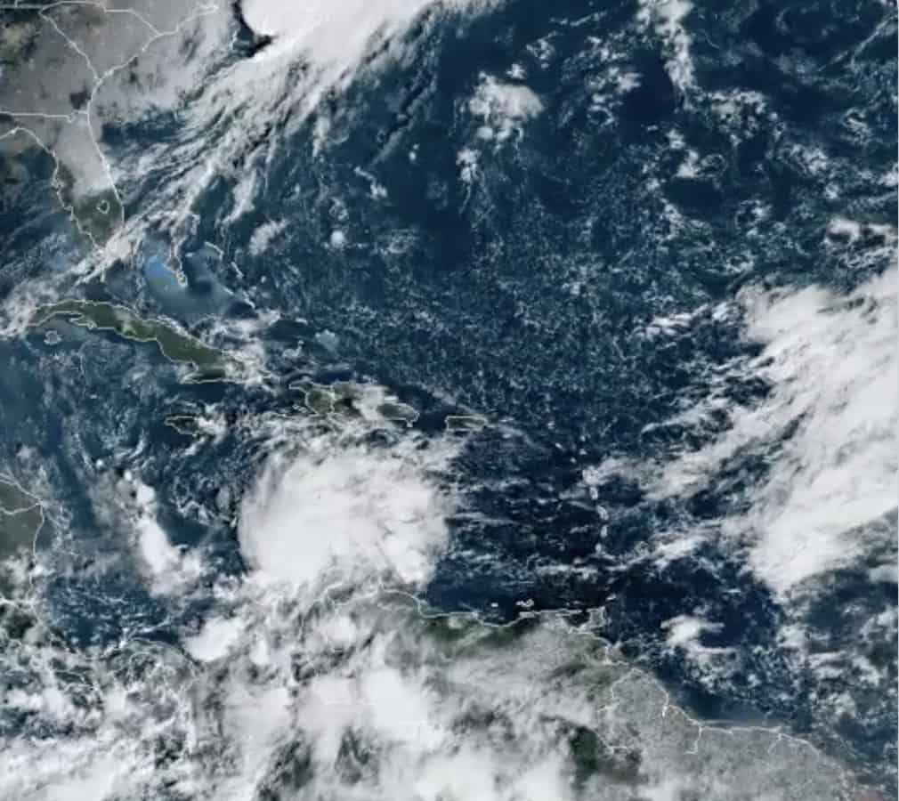 Satellite imagery of Tropical Depression Thirty One.