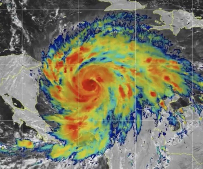 Hurricane Iota approaches Central America on November 15, 2020.