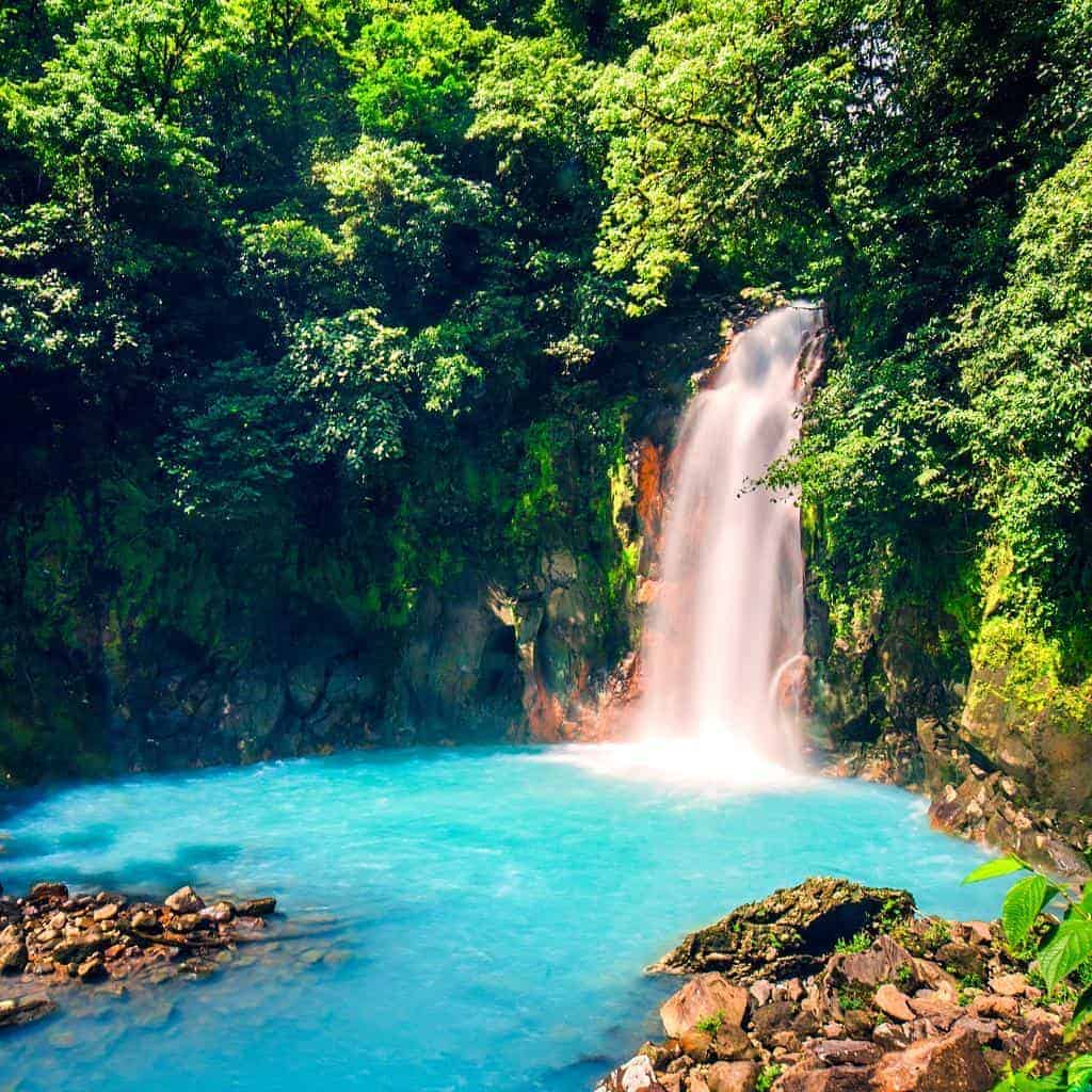 Río Celeste Waterfall in Tenorio National Park, Costa Rica.