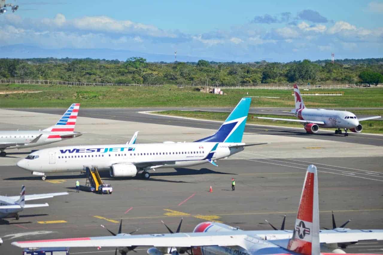 Planes on the ramp at Liberia International Airport in Guanacaste, Costa Rica.