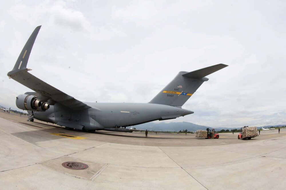 A C17 US Military plane in Costa Rica.