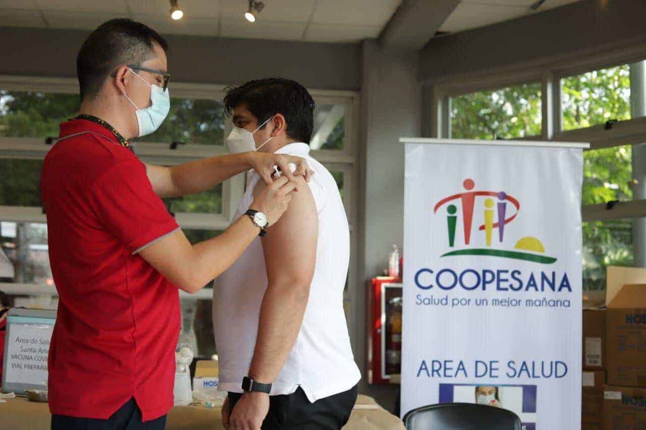 Carlos Alvarado receives the Covid-19 vaccine in Costa Rica on July 16, 2021.