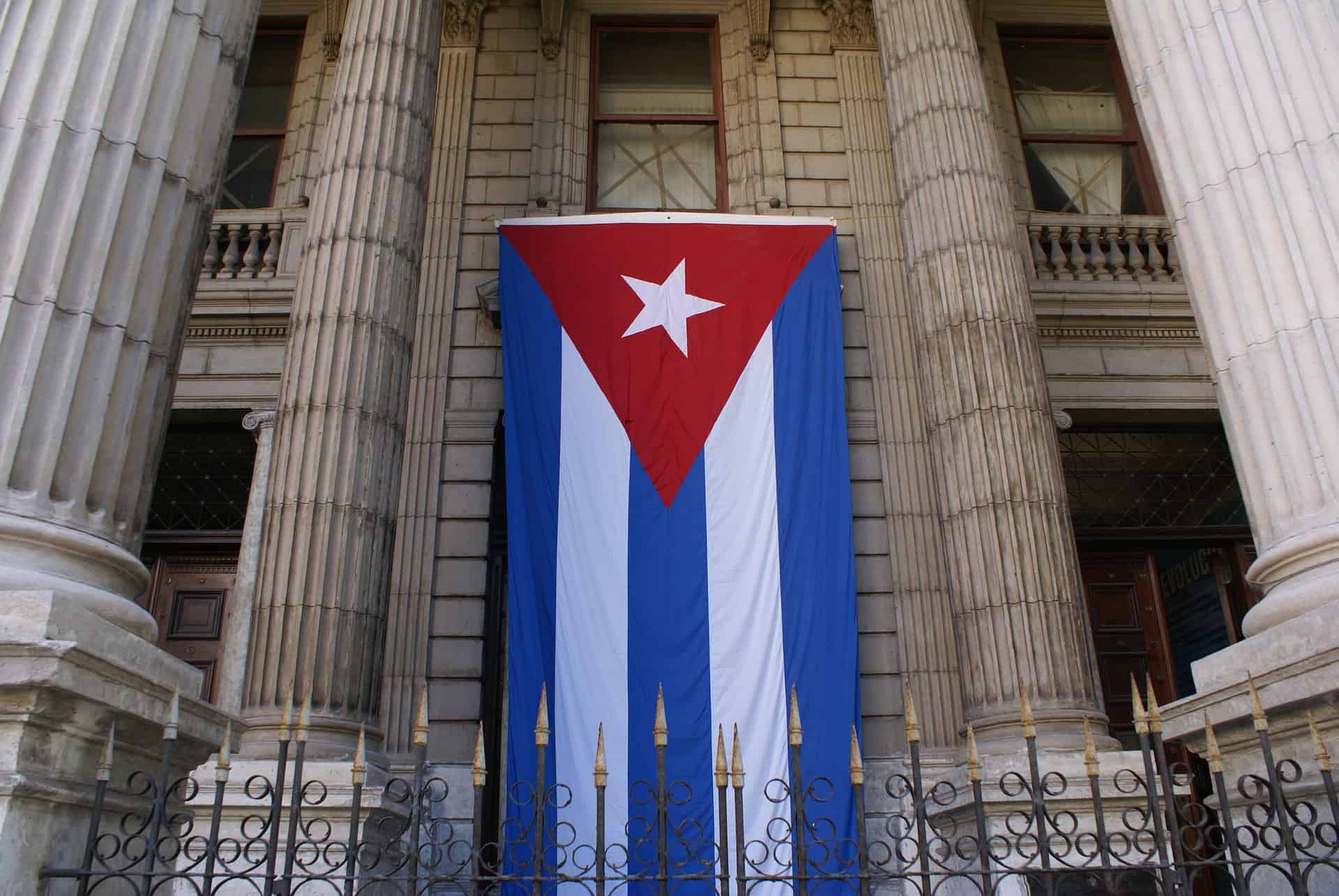 The Cuban flag hangs in Havana.