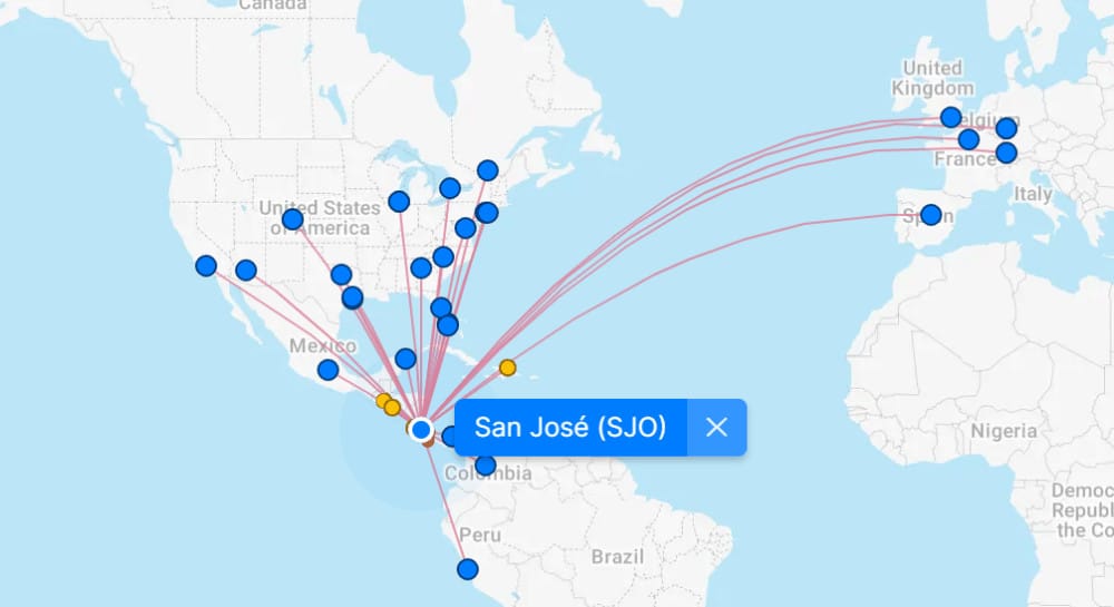 air travel time to costa rica