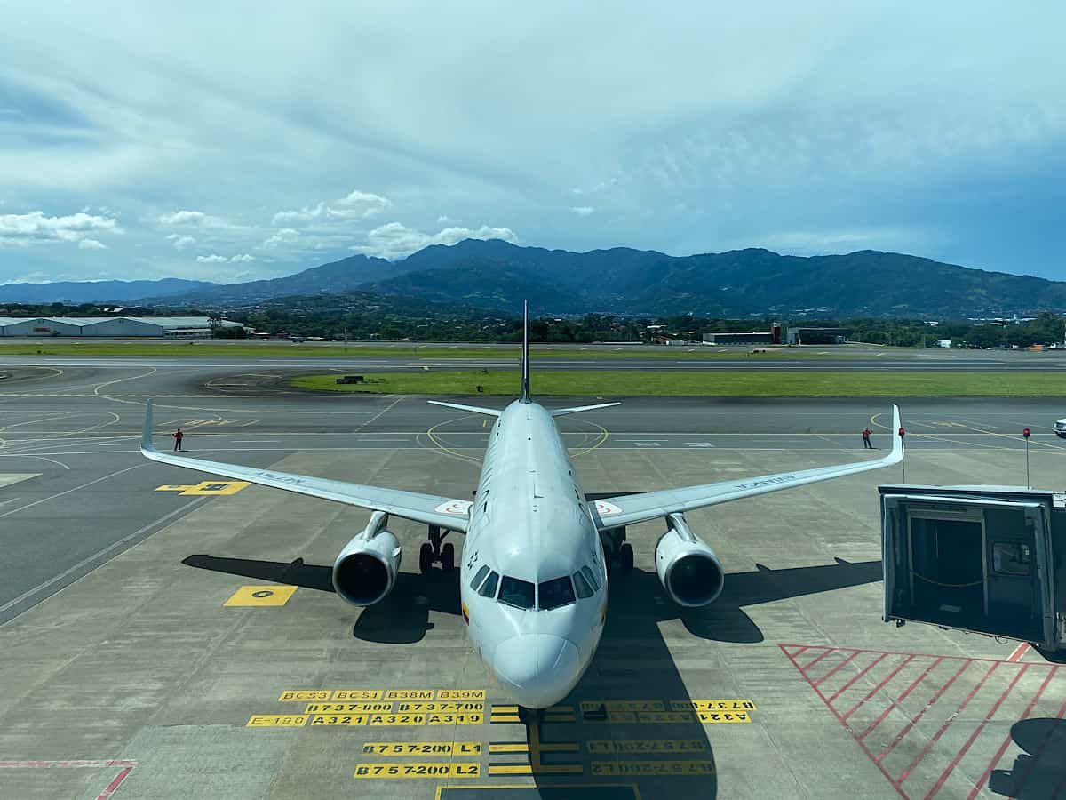 A plane on the ramp at Juan Santamaría International Airport (SJO) near San José, Costa Rica.