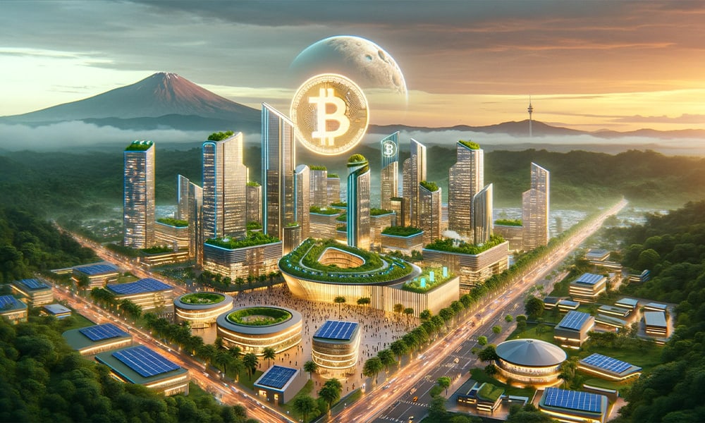 Futuristic concept of Bitcoin City in El Salvador