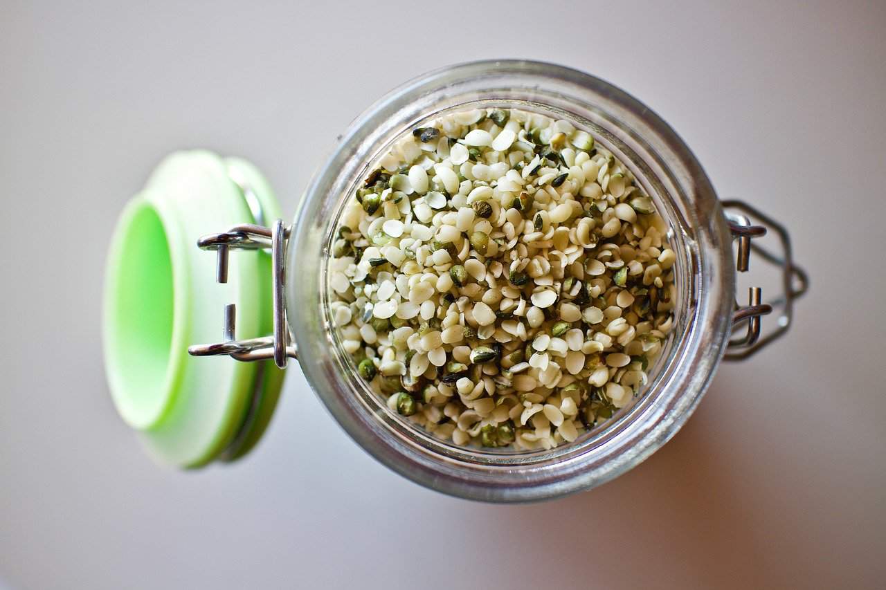 A jar of Hemp Seeds