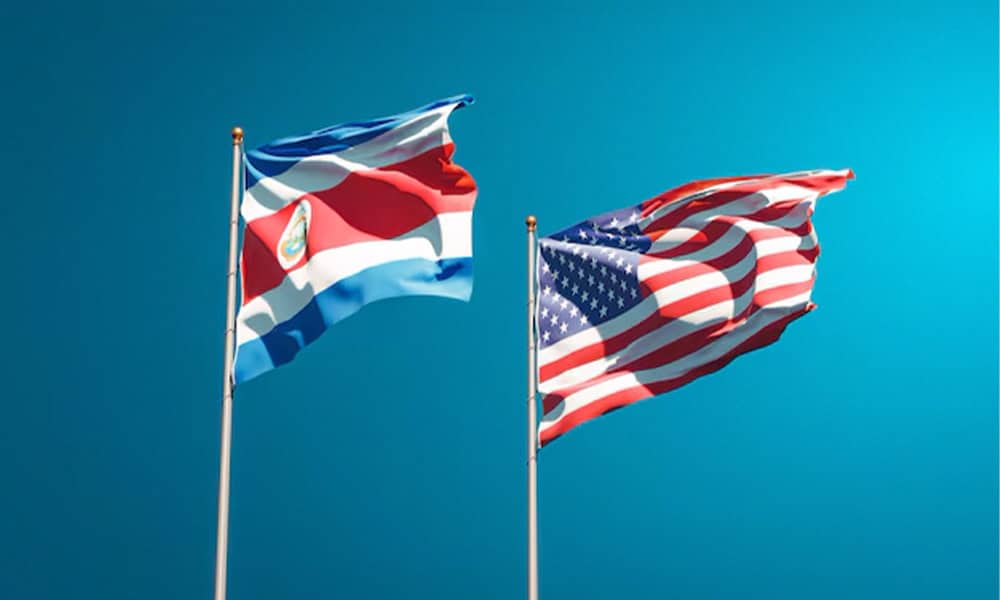 Costa Rica and USA Flags