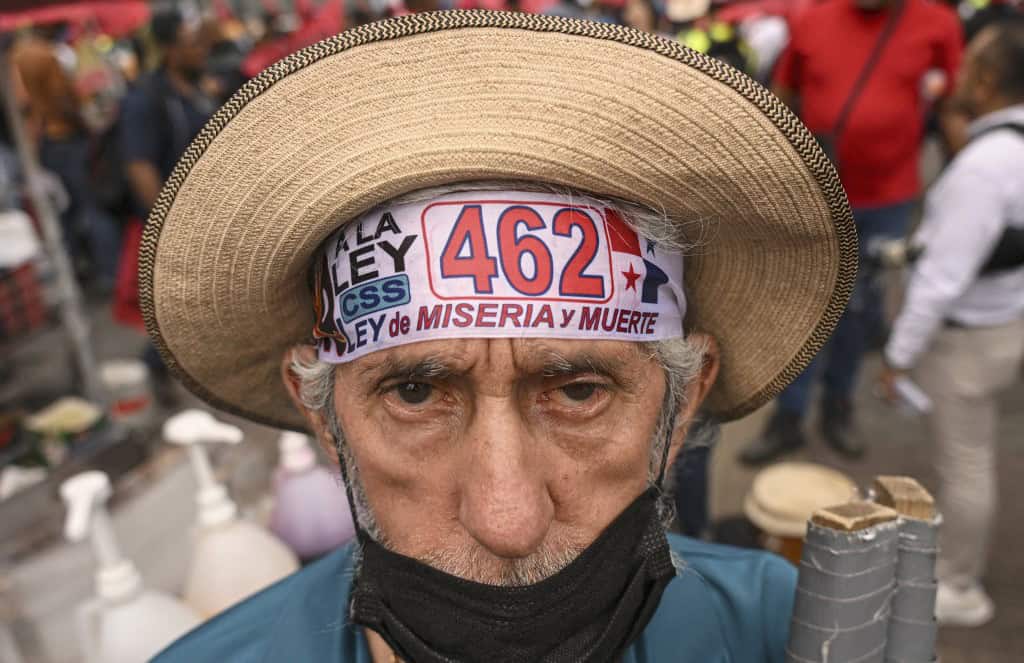 Panama Man at Protest and Strike