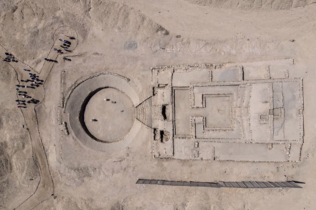 Aerial view of the citadel of Penico, located in the province of Huaura, Lima Department, Peru