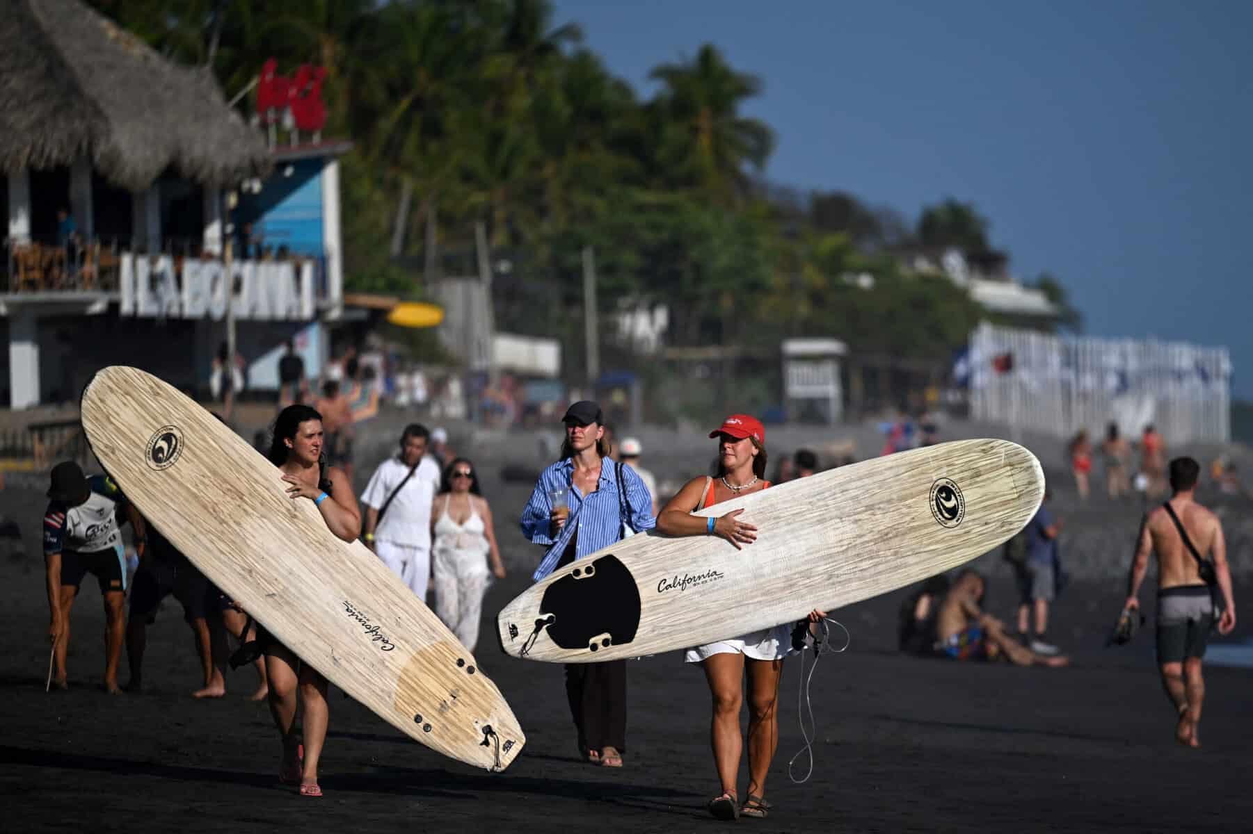 Surfers at El Tunco Beach El Salvador
