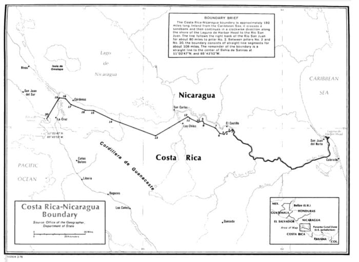 Map of Costa Rica Nicaragua Border