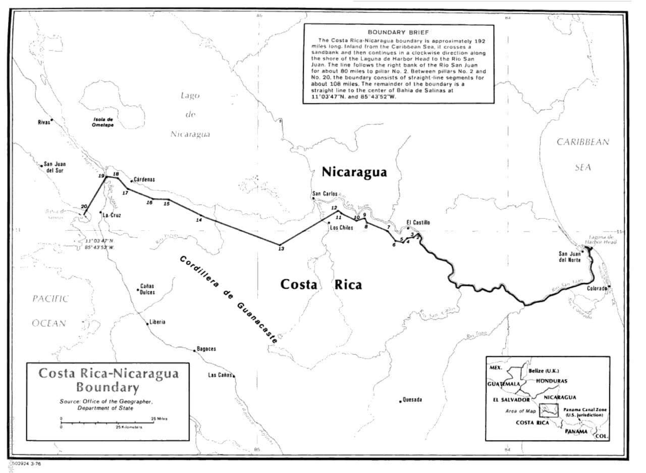 Map of Costa Rica Nicaragua Border
