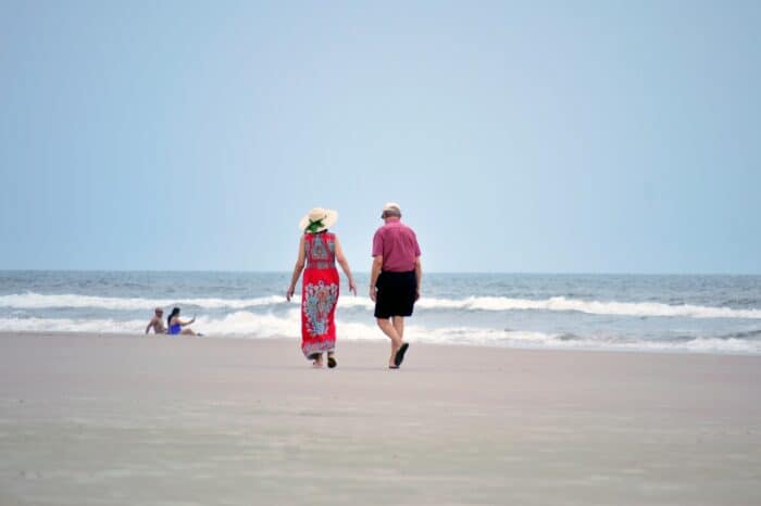 Couple on a beach after retirement