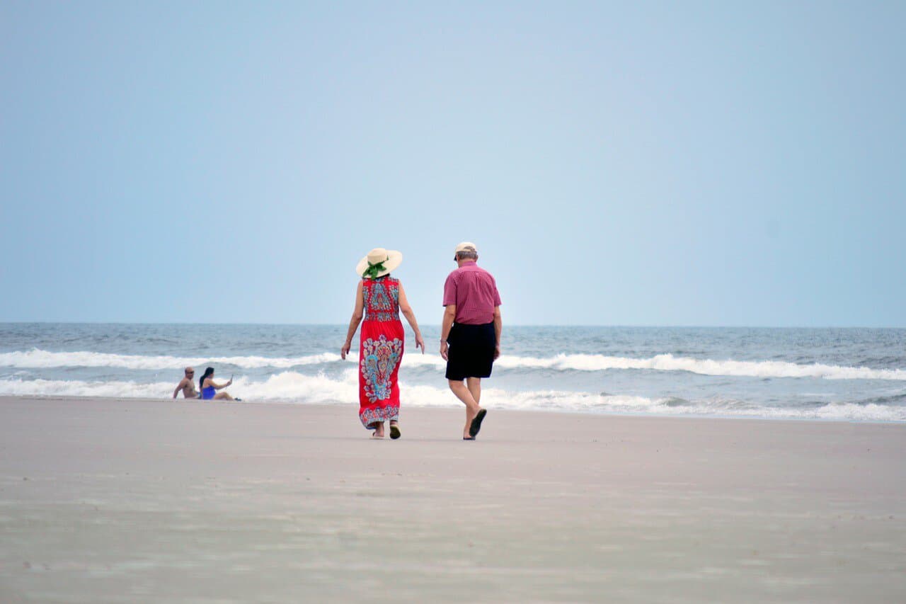 Couple on a beach after retirement
