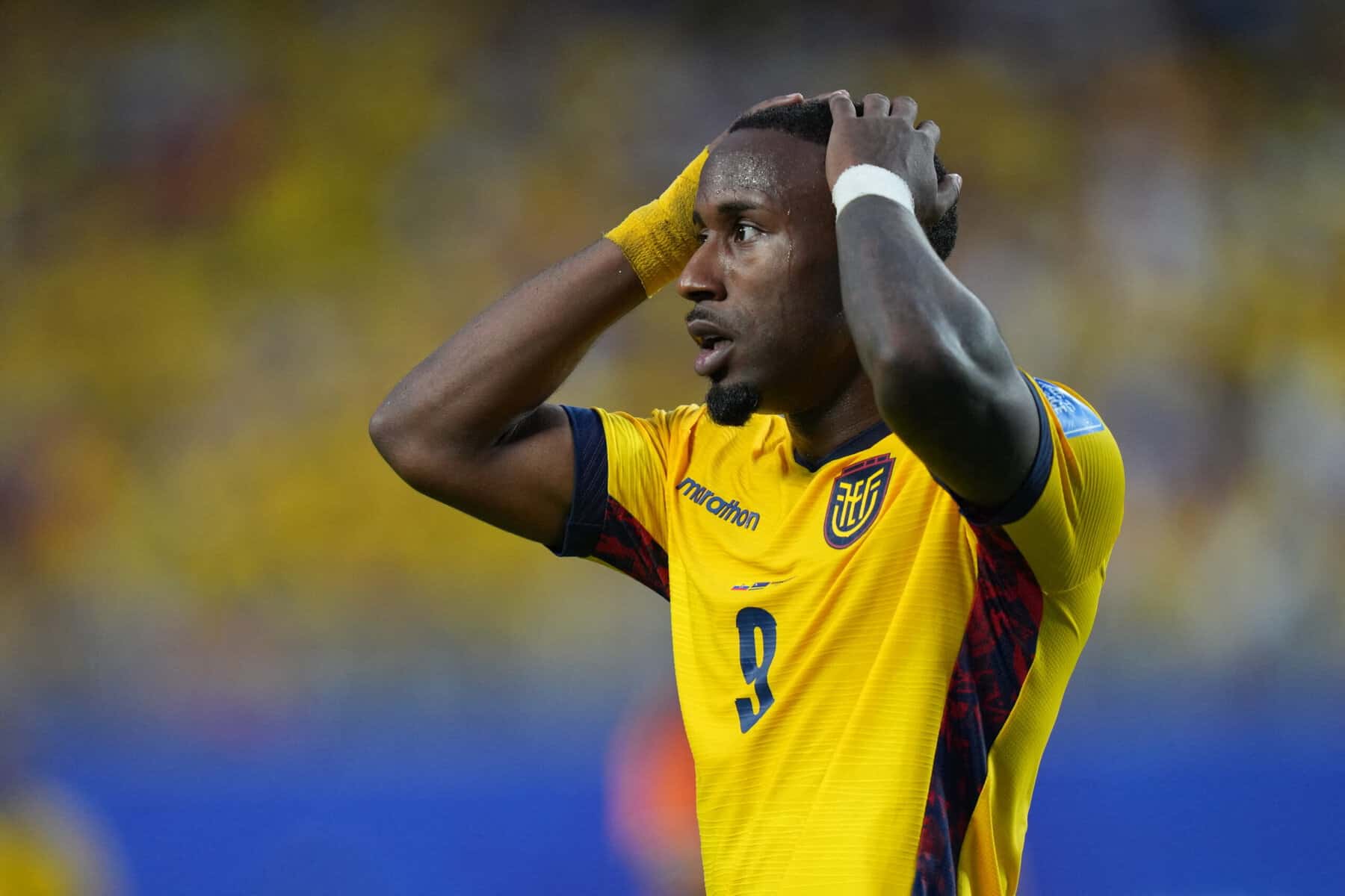 Ecuador's John Yeboah in disbelief during the 2026 FIFA World Cup
