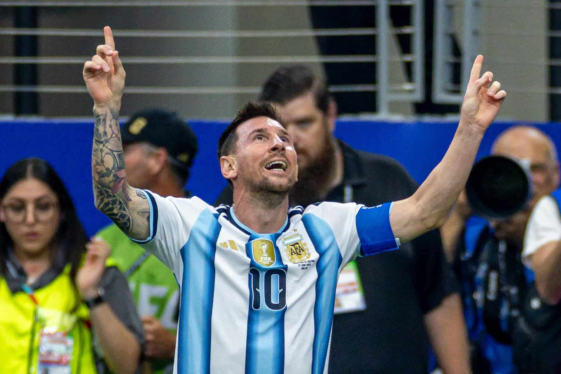 Argentina's Messi celebrates scoring a goal at the 2026 World Cup