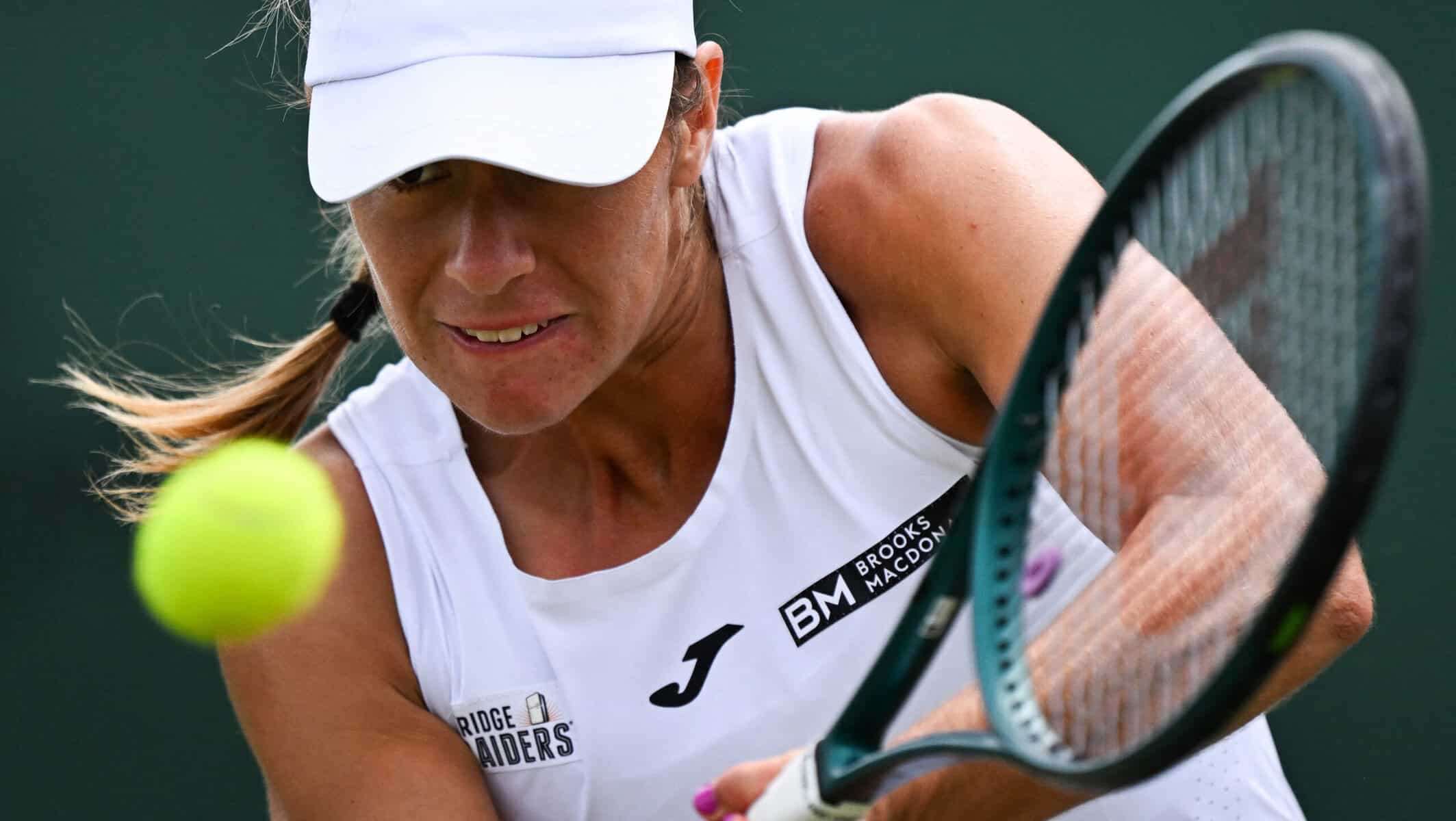 Argentina's Solana Sierra hit a return while playing on Grass