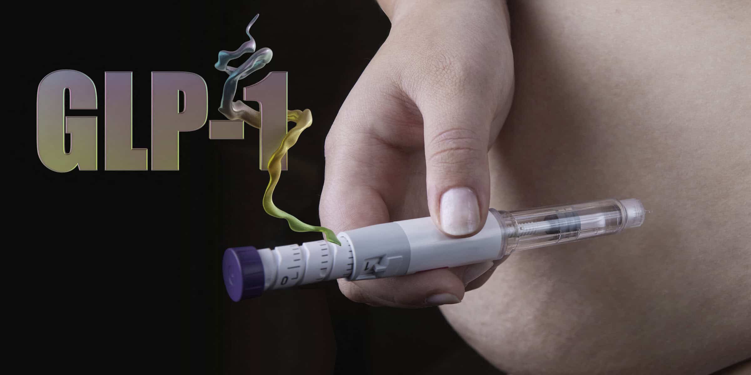 image of a person injecting a pre-filled pen of a glucagon-like peptide-1 (GLP-1)