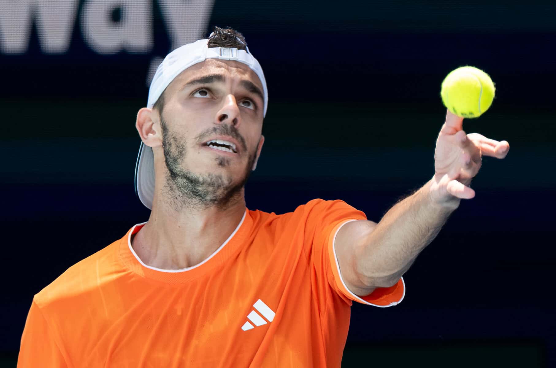 Argentina's Fransico Cerundolo serving
