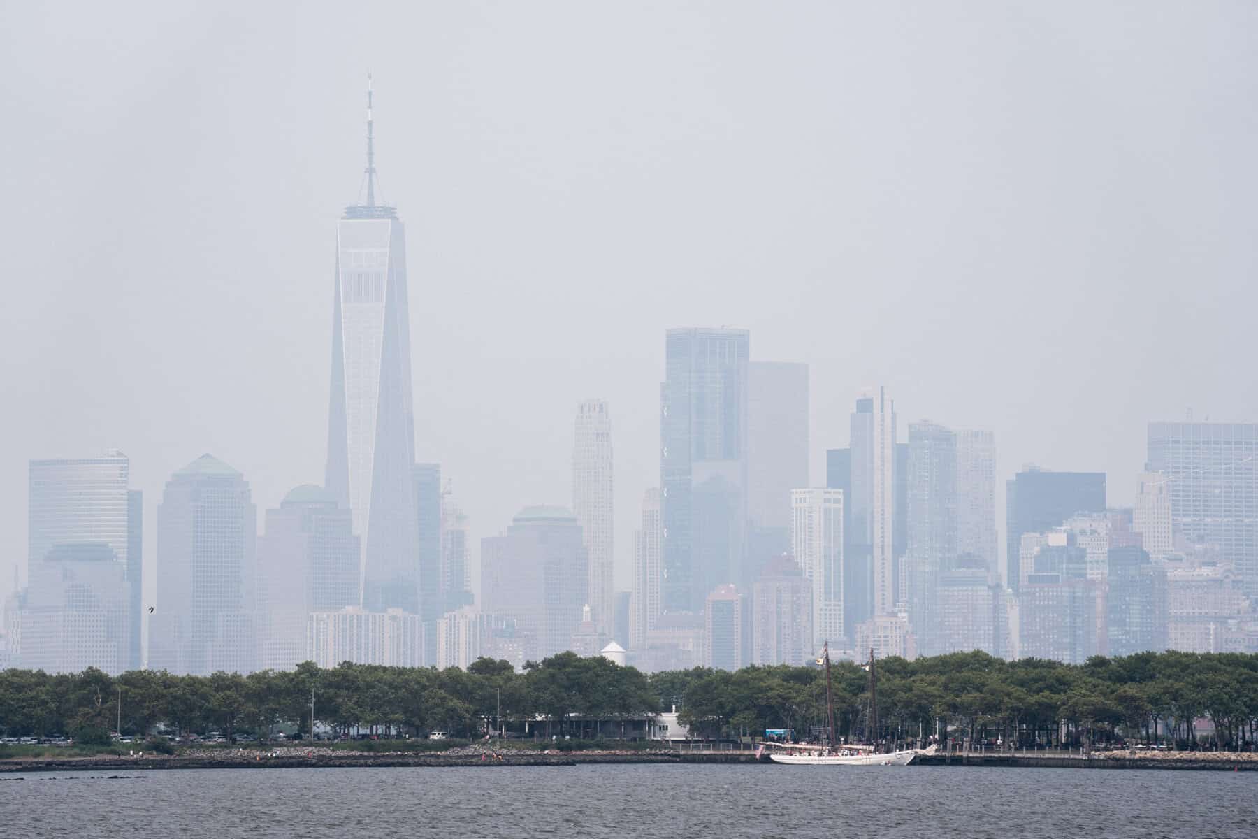 Thick smoke from Canadian wildfires blankets New York City as seen from Jersey City, New Jersey