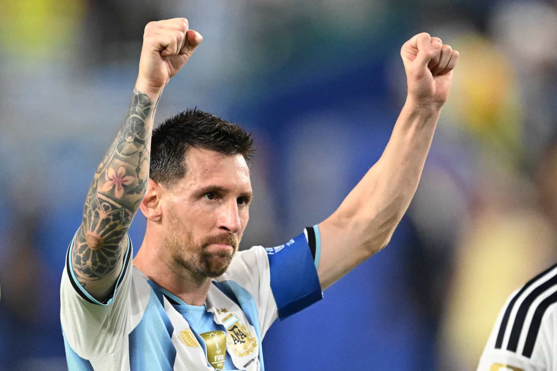 Argentinas Lionel Messi Celebrates after beating Cabo Verde at the 2026 World Cup