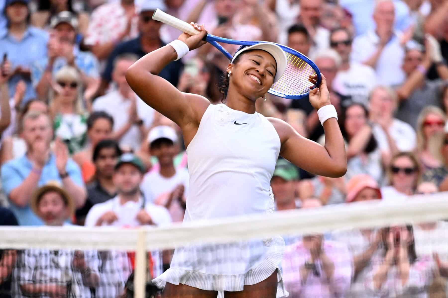 Japan's Naomi Osaka celebrates beating Belarus's Aryna Sabalenk