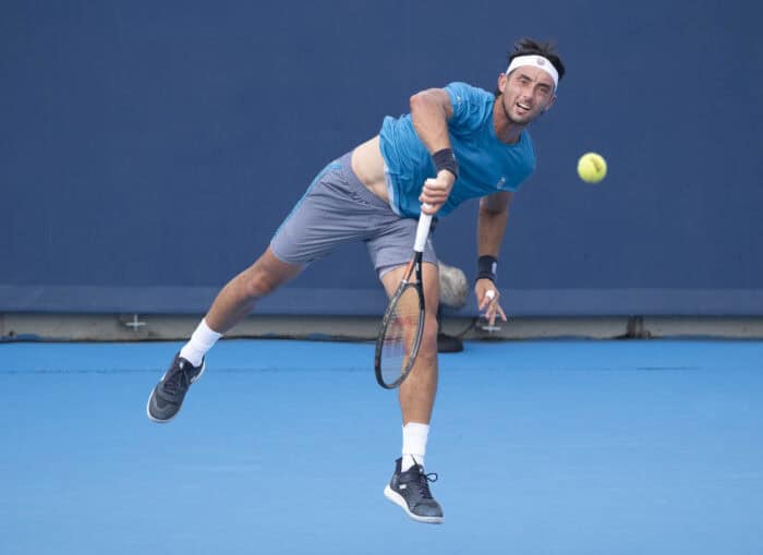 Argentina's Thiago Tirante serves at the Cincinnati Open