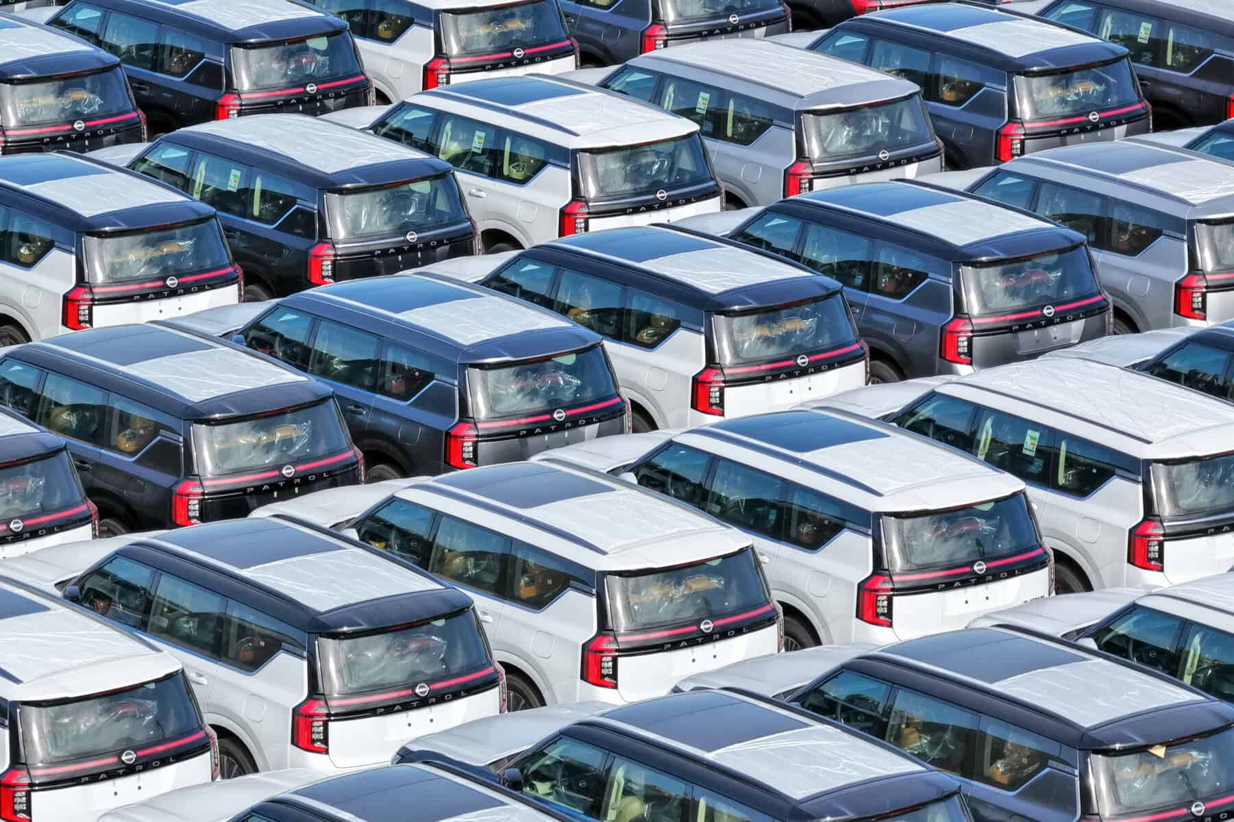 Imported vehicles await customs clearance at a Costa Rican port. Photo for