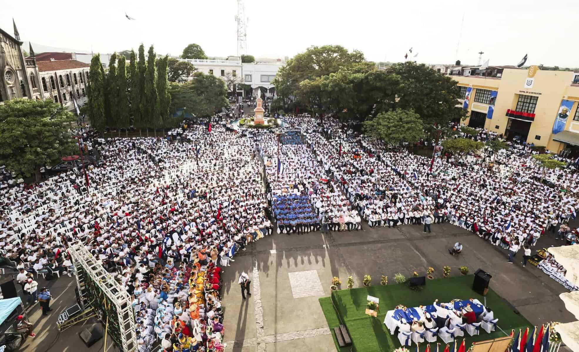 Nicaragua's National Assembly members in Leon gathered with police officers, students, and farmers