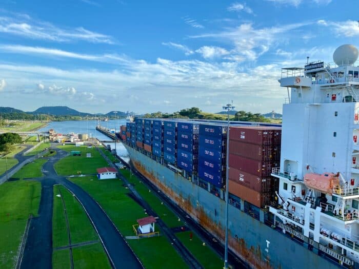 Panama Canal Container Ship Crossing