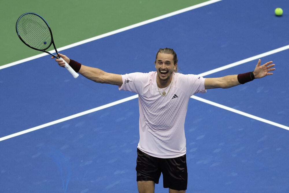 Germany's Alexander Zverev celebrates winning the 2026 US Open